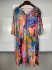  Casual Dress Women's Plus Print Short Sleeve Dress