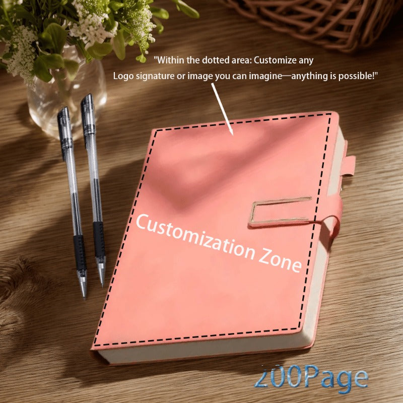 Personalized A5 Faux Leather Notebook with Custom Logo, Name, and Image