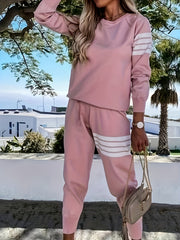  Stripe Print Top & Pants 2 Piece Set