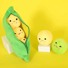 Cute Green Pea Plush Toy Smiling Face Stuffed for Girls Funny Gift Home Decor