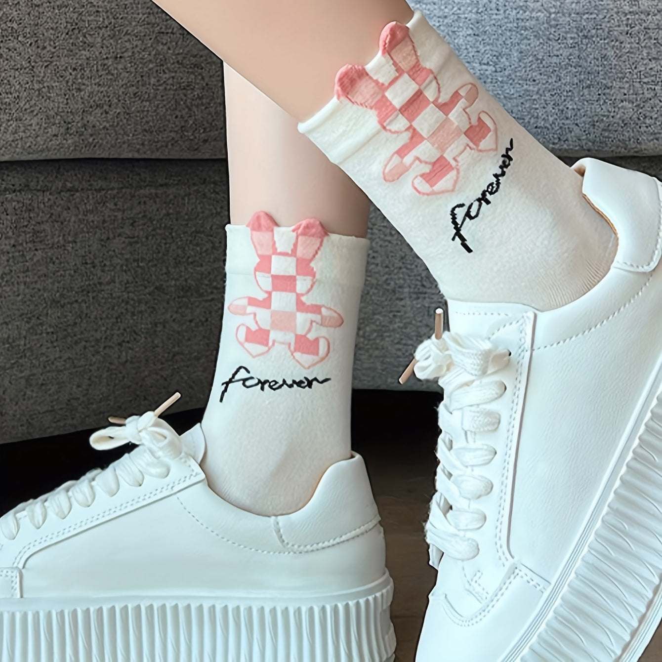 5 Pairs Rabbit Print Socks Women's Mid Tube Stockings
