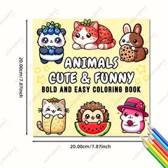 Adult Coloring Book Cats Rabbits & Elephants 24 Pages