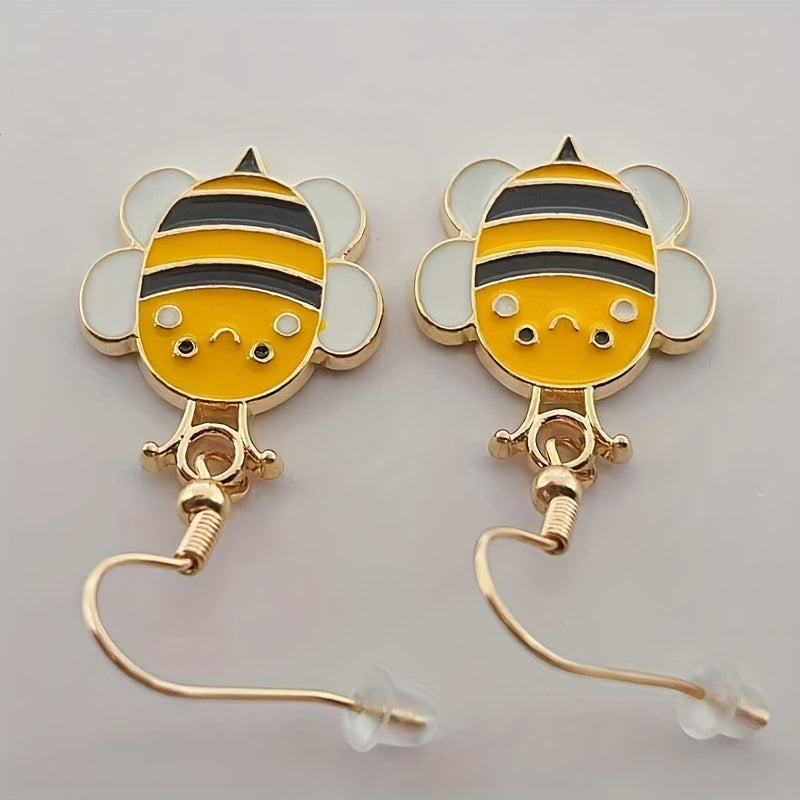 Cartoon Bee Image Stud Earrings for Women