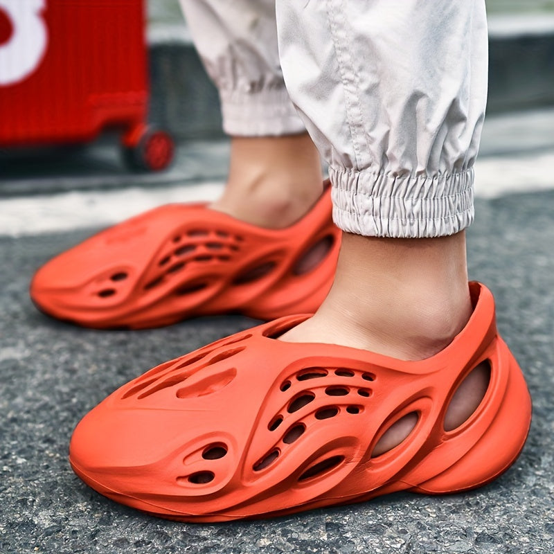 Men's Outdoor Hollow Out Slip On Foam Slides Anti-skid Beach Shoes