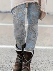  Boho Leggings Women's Plus Paisley Print High Stretch Skinny Leggings
