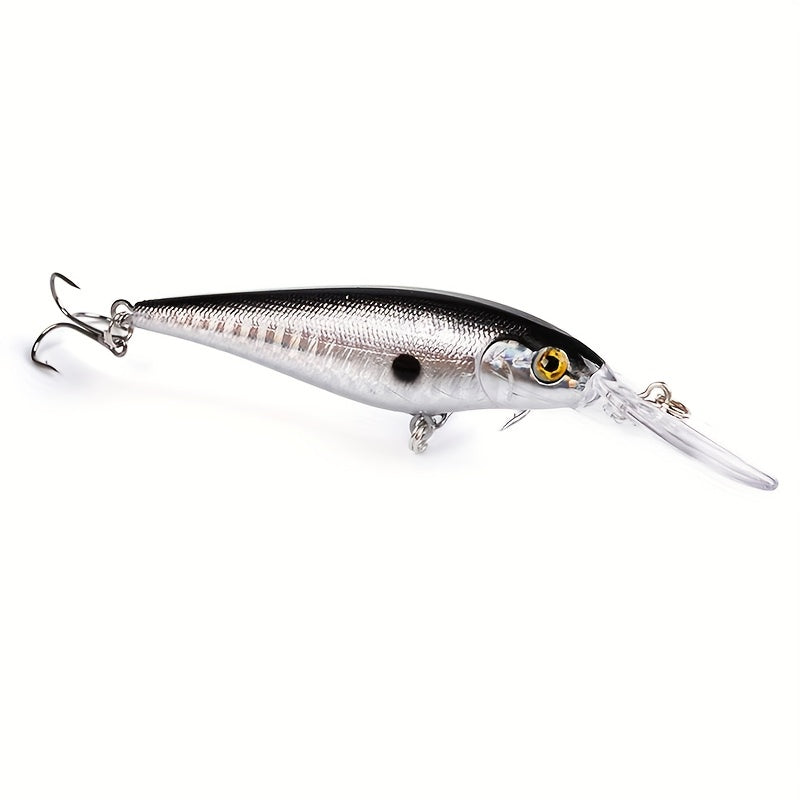 Floating Minnow Fishing Lure Long Tongue Crankbait Treble Hooks Bass Pike Tackle