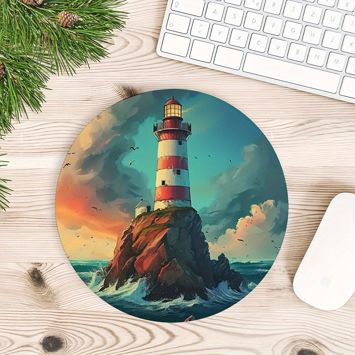 Holiday Round Mouse Pad Non-slip Rubber Base