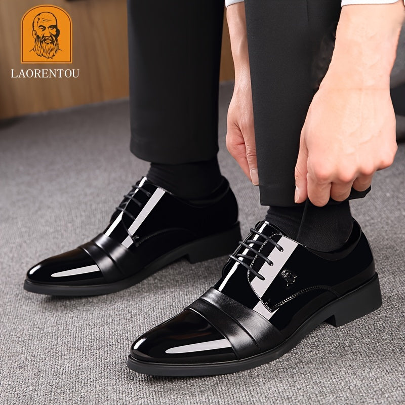 LAORENTOU Men's Leather Pointed Toe Oxford Derby Style Dress Shoes