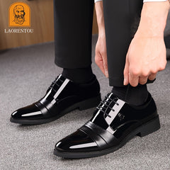 LAORENTOU Men's Leather Pointed Toe Oxford Derby Style Dress Shoes