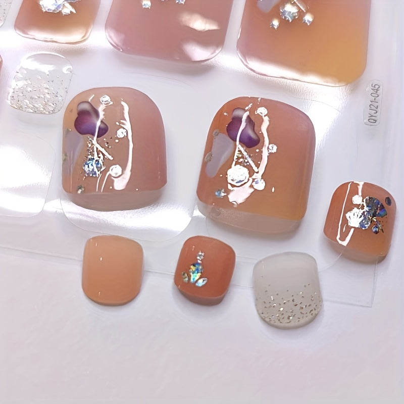 5 Full Wraps Toe Nail Polish Stickers with Nail Files