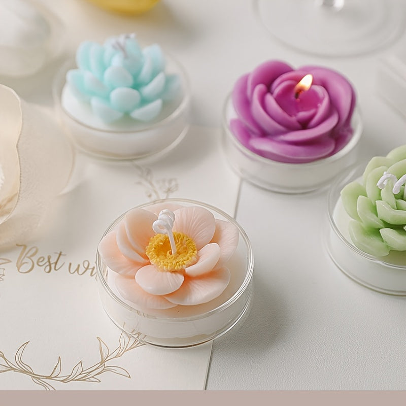 Flower-Shaped Glass Scented Candle - Christmas Birthday Gift