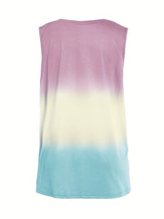  Tie Dye Print V Neck Tank Tops Women's Plus