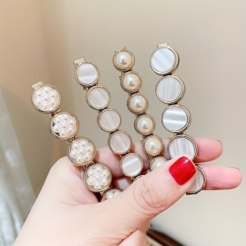 Vintage Faux Pearl Hair Clip Head Jewelry for Women