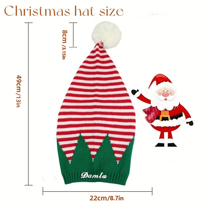 Personalized Christmas Knitted Hat with Custom Embroidery