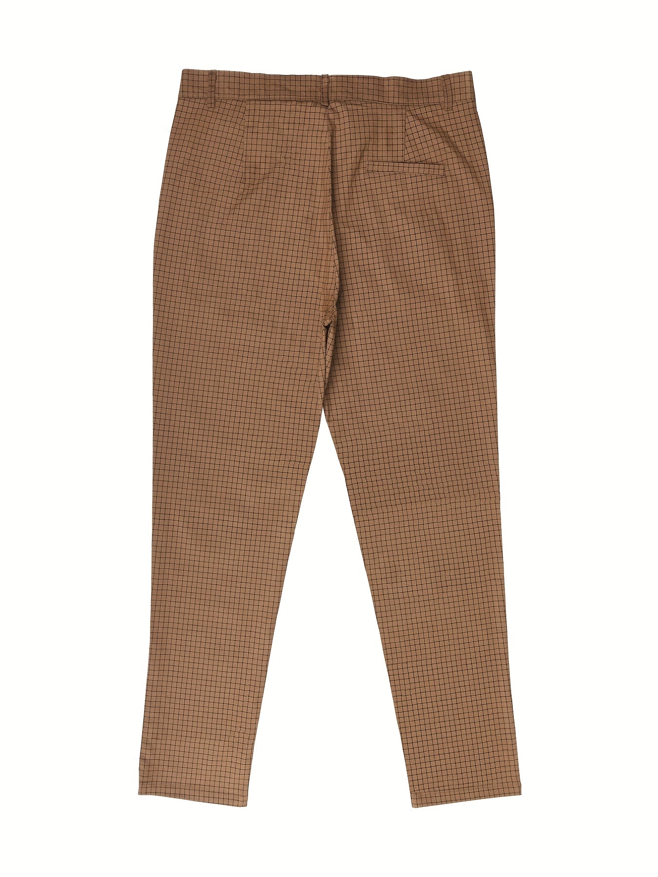 Men's Plaid Print Cotton Trousers Business Casual Suit Pants