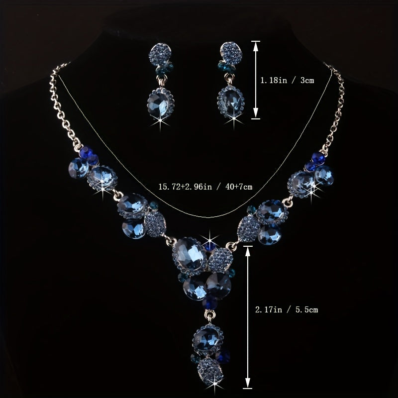 Bride's Wedding Jewelry Set Dark Necklace Earrings