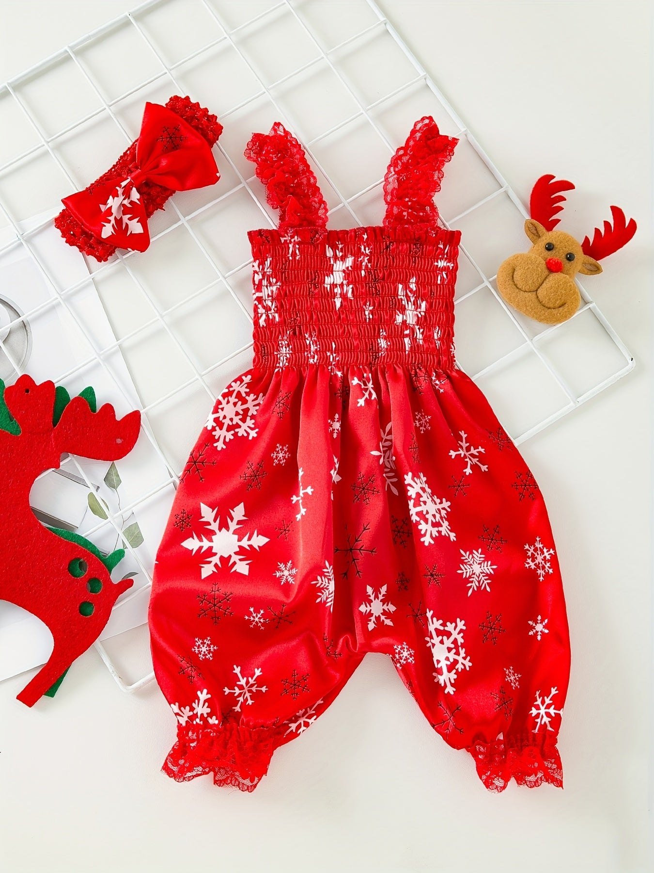 Baby Girls Floral Print Romper Jumpsuit & Headband Set