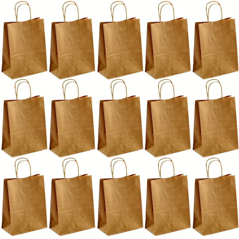 15pcs Paper Shopping Bags Paper Gift Bag Or Takeout Bag With Handles
