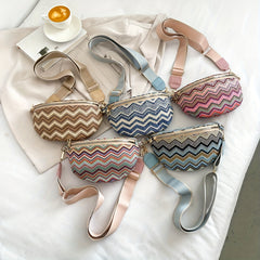 Ethnic Style Straw Woven Fanny Pack Crossbody Bag