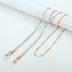 Crystal Glass Cuboid Glasses Chain and Mask Holder Necklace
