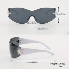 Men's Y2K Aviator Sunglasses Pentagram Sports Eyewear