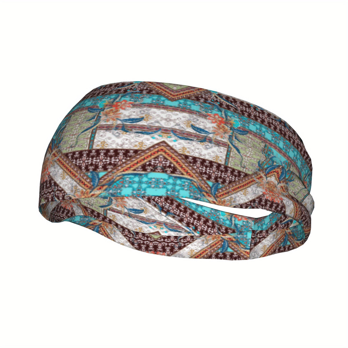 Men's Paisley Headband Non Slip Teal Orange Gray Brown Soft Flexible Band