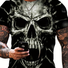 Men's 3D Vintage Skull Graphic T-shirt Casual Breathable Loose Tee