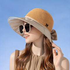 Wide Brim Sun Hat Bow Decor Casual Bucket Hat for Summer