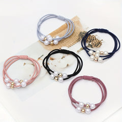 Faux Pearl Beaded Hair Tie Elastic Hair Rope Multilayer Hair Ring Sweet Ponytail