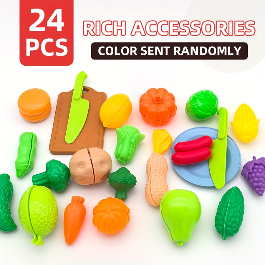 24pcs Kitchen Toys Cutting Fruit & Vegetable Toys Role Play Development Gift