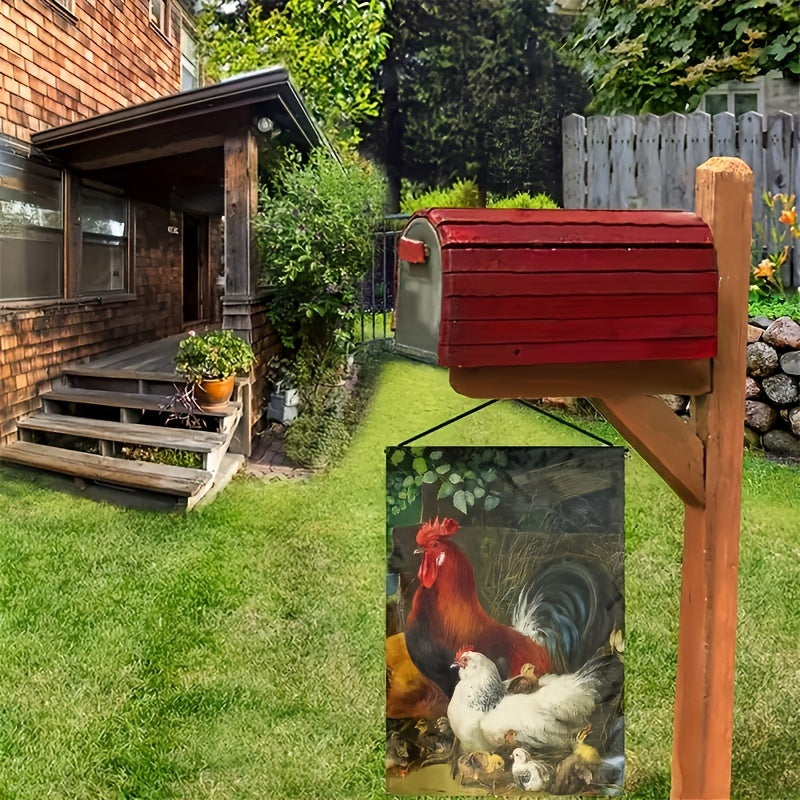 Colored Chicken Nest Painting Linen Double Sided Flag 12in 18in