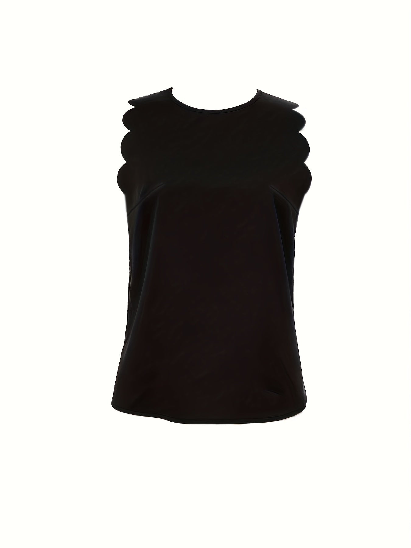 Scallop Trim Tank Top Sleeveless Crew Neck Top