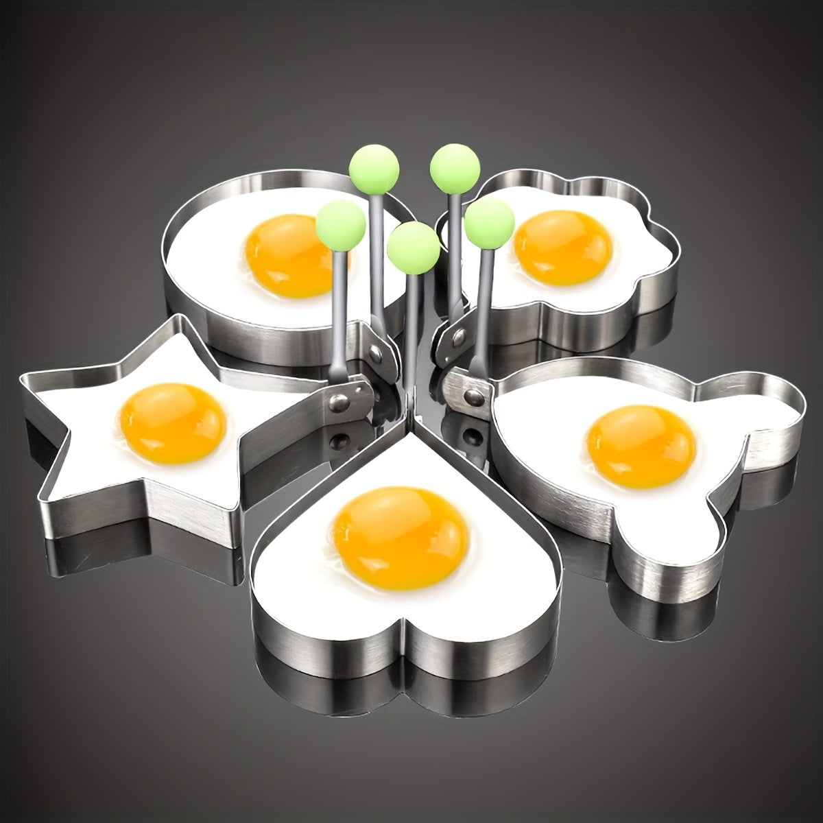 5pcs Stainless Steel Heart-shaped Egg Maker Fried Egg Mold