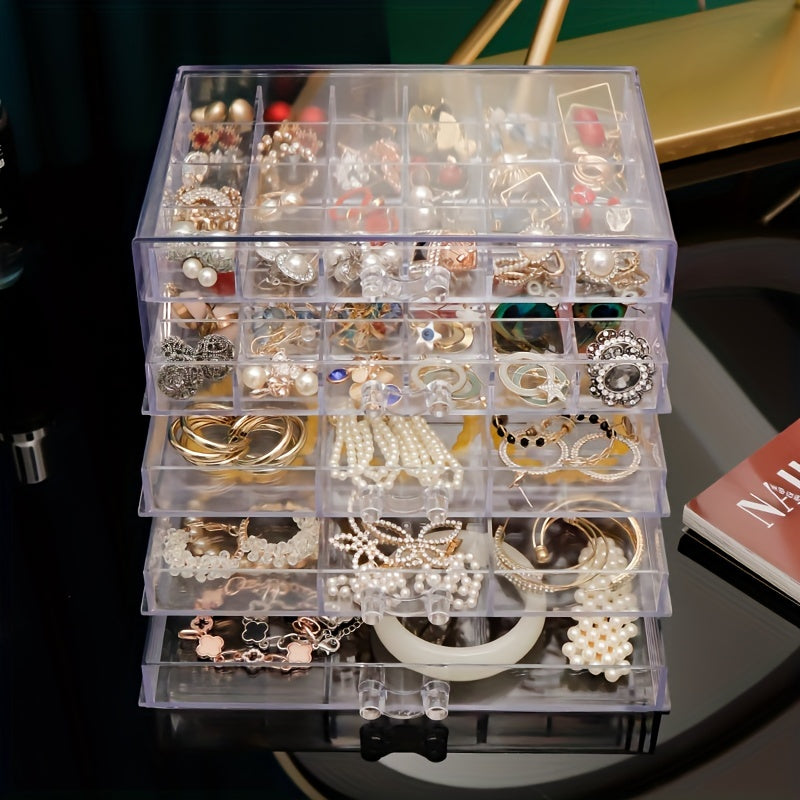 Earring Jewelry Storage Box Drawer Organizer Lattice Transparent Box