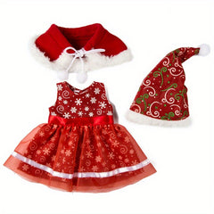 2-Piece Christmas Dress & Hair Band Set for 18-Inch Dolls
