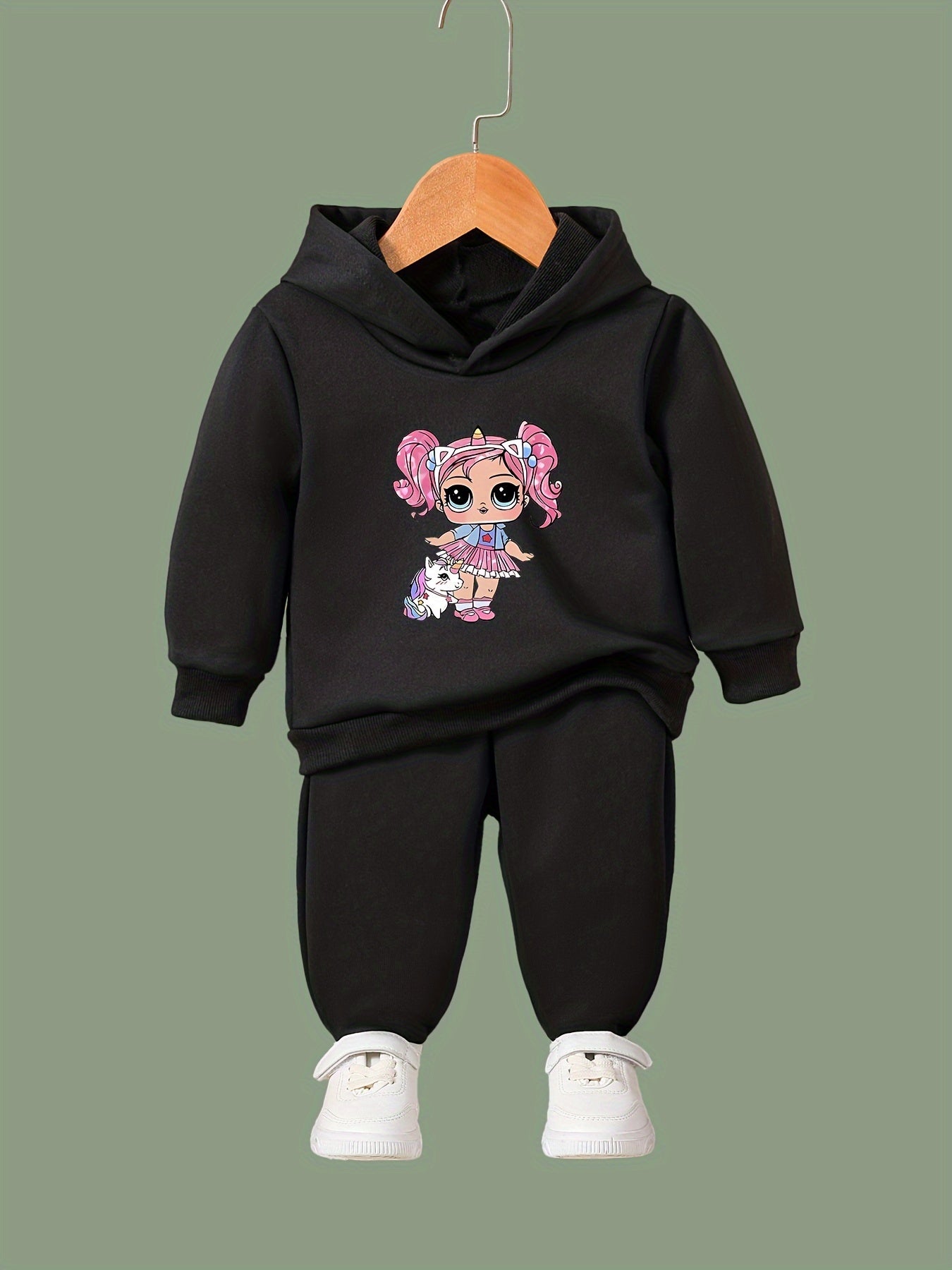 Anime Pattern Long Sleeve Hooded Sweatshirt Girls Comfy Hoodies Pullover
