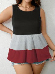  Colorblock Leopard Print Tank Top