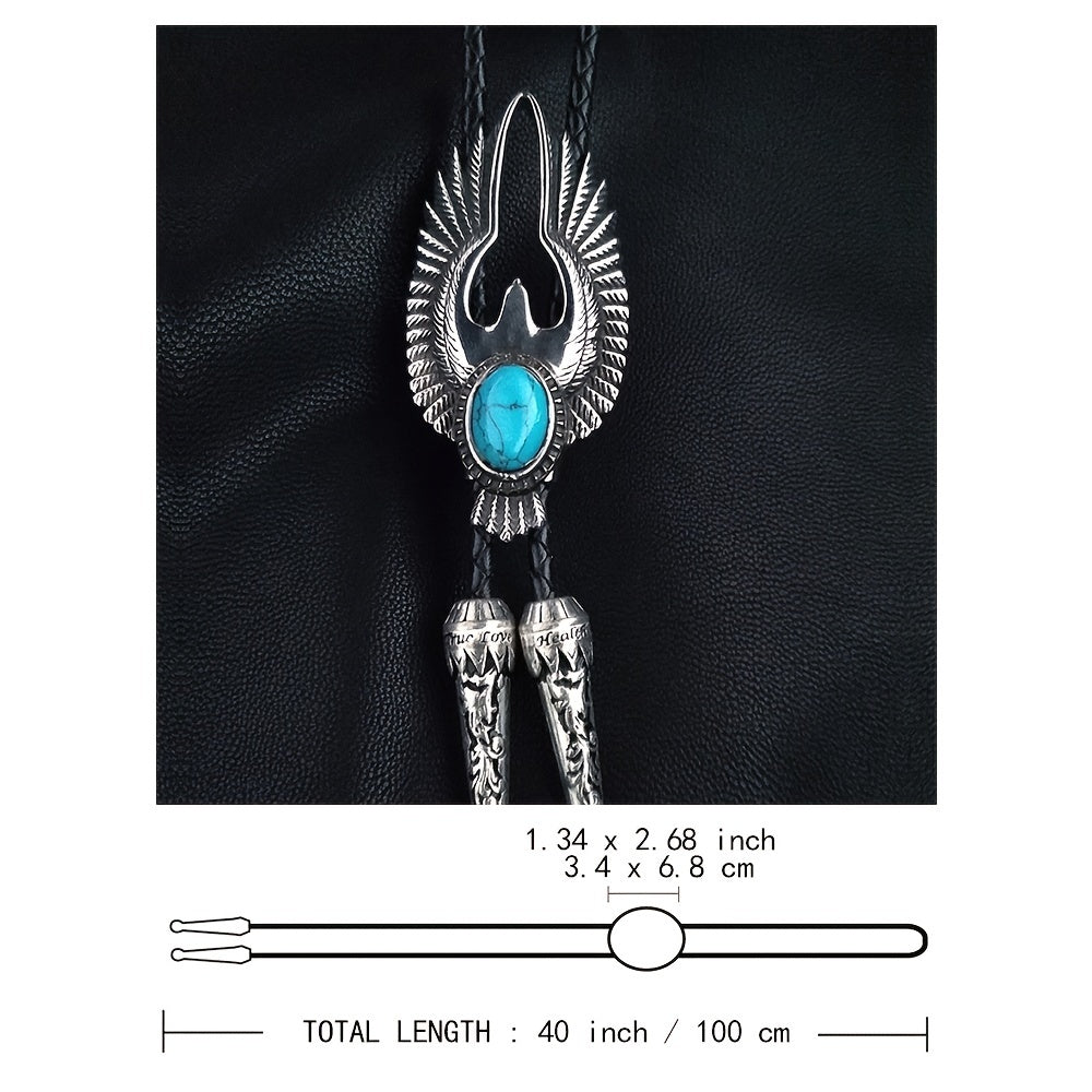 Turquoise Eagle Bolo Tie Steel Soaring Eagle Collar Rope Wings Shirt Accessories