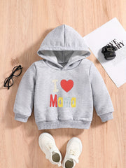 LOVE MAMA Letter Print Baby Boys Long Sleeve Sweatshirt