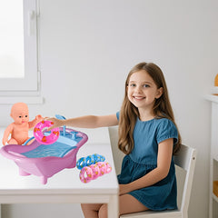Bathroom Toy Set with Bathtub and Swimming Ring for Dolls