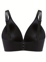 Plus Size Solid Wireless Push Up Soft Comfort Bra