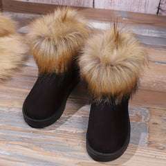 Women's Faux Fur Decor Solid Snow Boots Plush Furry Thermal Snow Shoes