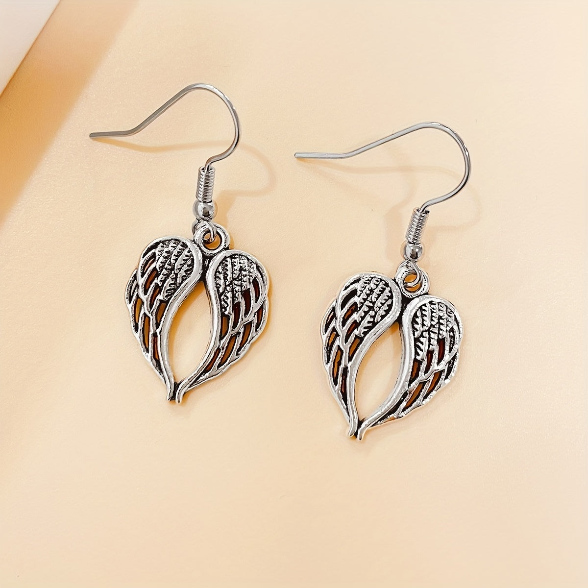 Vintage Silver Heart Drop Earrings for Men