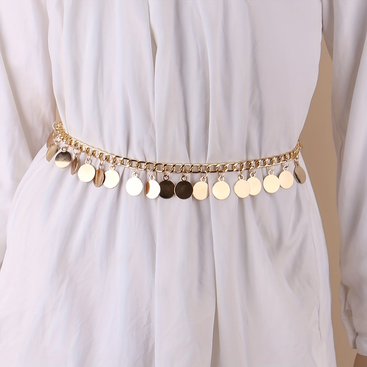 Coin Pendant Waist Chain Hip Hop Metal Chain Belt Dress Girdle Women