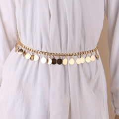 Coin Pendant Waist Chain Hip Hop Metal Chain Belt Dress Girdle Women