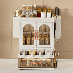 Kitchen Spice Storage Rack Seasoning Storage Box with Hooks