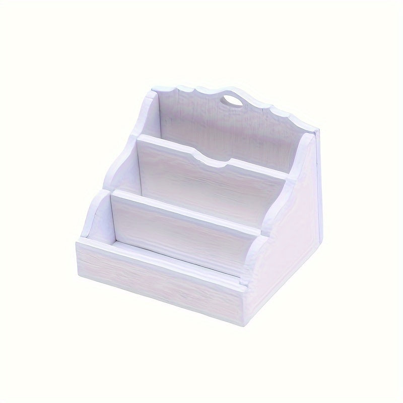 Wooden Bookshelf & Desk Set for Toy House Decor Study Scene Replica