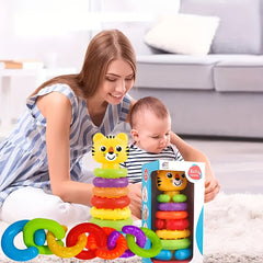 Colorful Stacking Educational Toy for Toddlers with Animal Prints