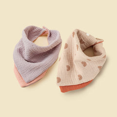 2pcs Baby Cotton Gauze Feeding Bibs 6-12 Months Multicolor Triangle Scarf