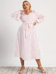  Boho Dress Polka Dot Sweetheart Neck Dress